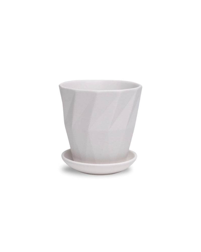 Virago 3.5" Porcelain Pot With Drainage Hole And Saucer - Chive US Wholesale