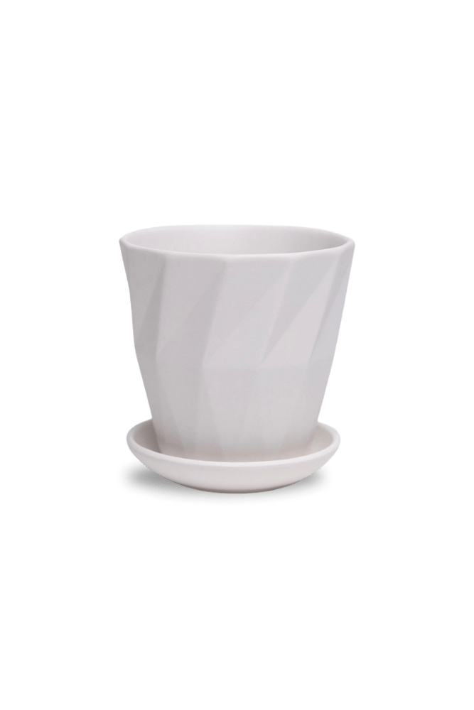 Virago 3.5" Porcelain Pot With Drainage Hole And Saucer - Chive US Wholesale