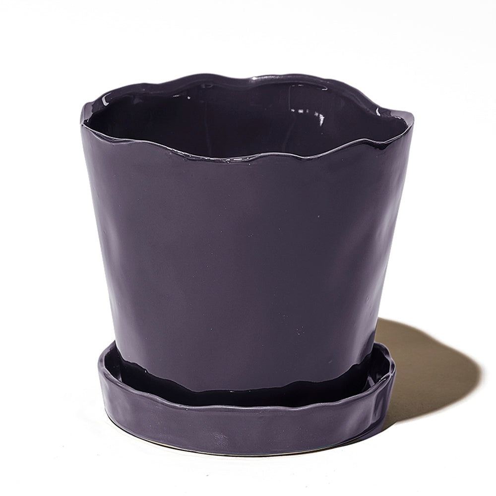 Tika Ceramic Pot & Saucer Set With Drainage - Chive US Wholesale