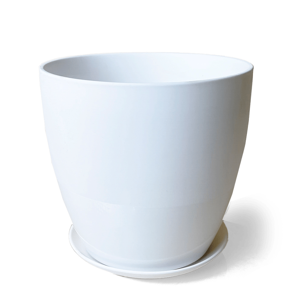 Dyad Porcelain Modern Indoor Plant Pot With Saucer - Chive US Wholesale