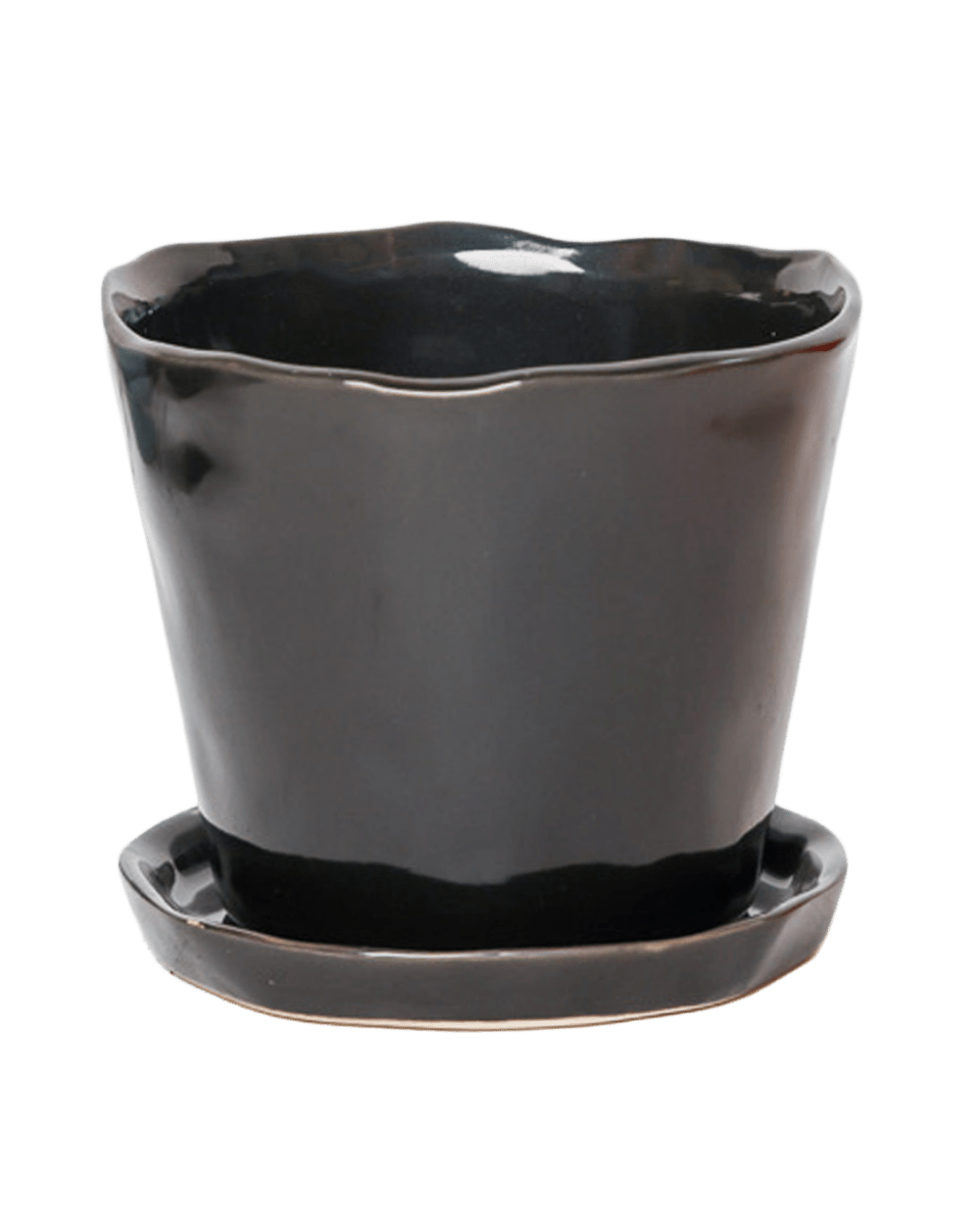 Tika Ceramic Pot & Saucer Set With Drainage - Chive US Wholesale