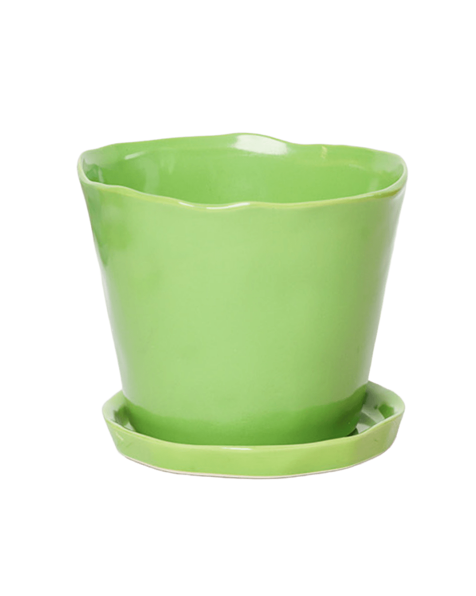 Tika Ceramic Pot & Saucer Set With Drainage - Chive US Wholesale