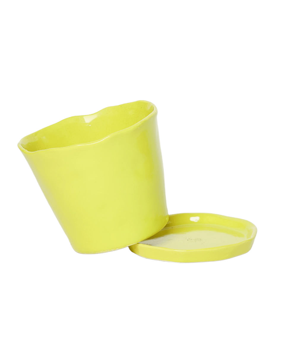 Tika Ceramic Pot & Saucer Set With Drainage - Chive US Wholesale