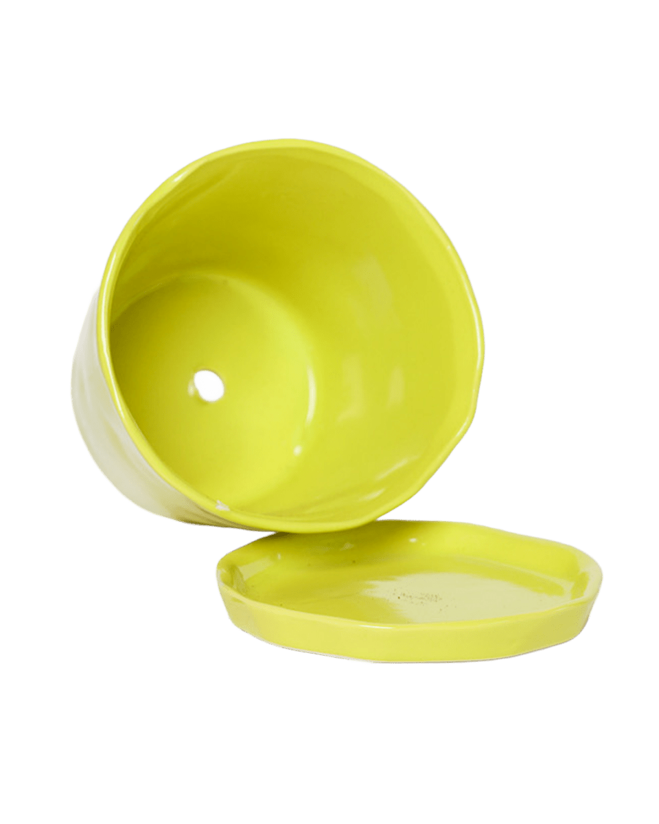 Tika Ceramic Pot & Saucer Set With Drainage - Chive US Wholesale