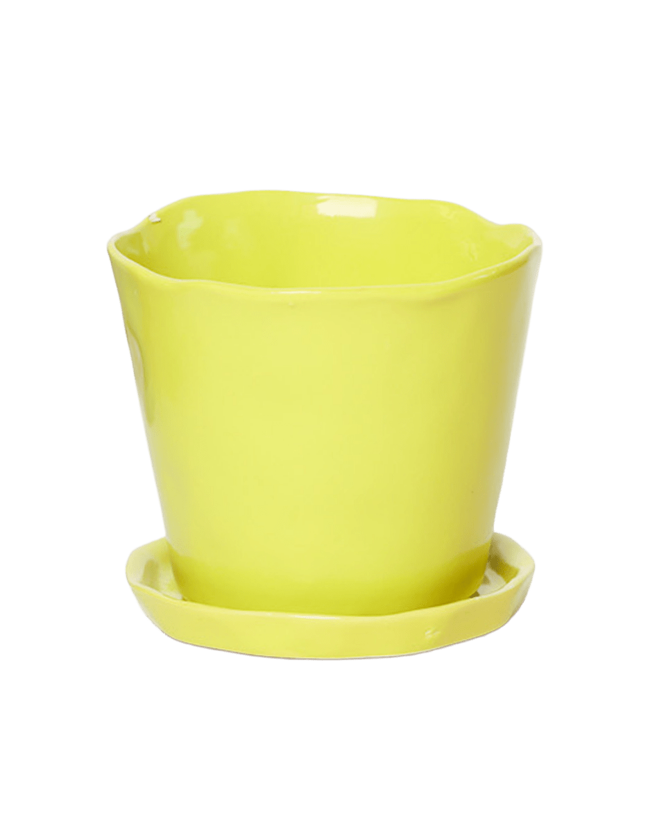 Tika Ceramic Pot & Saucer Set With Drainage - Chive US Wholesale