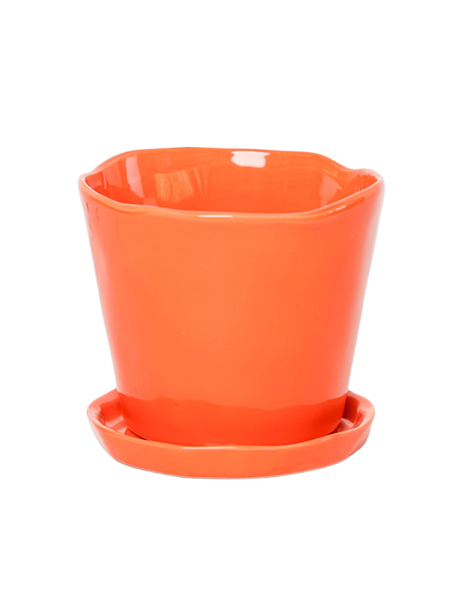 Tika Ceramic Pot & Saucer Set With Drainage - Chive US Wholesale