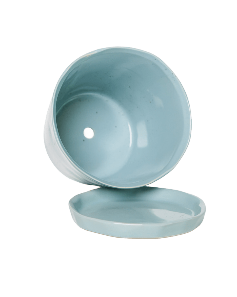 Tika Ceramic Pot & Saucer Set With Drainage - Chive US Wholesale