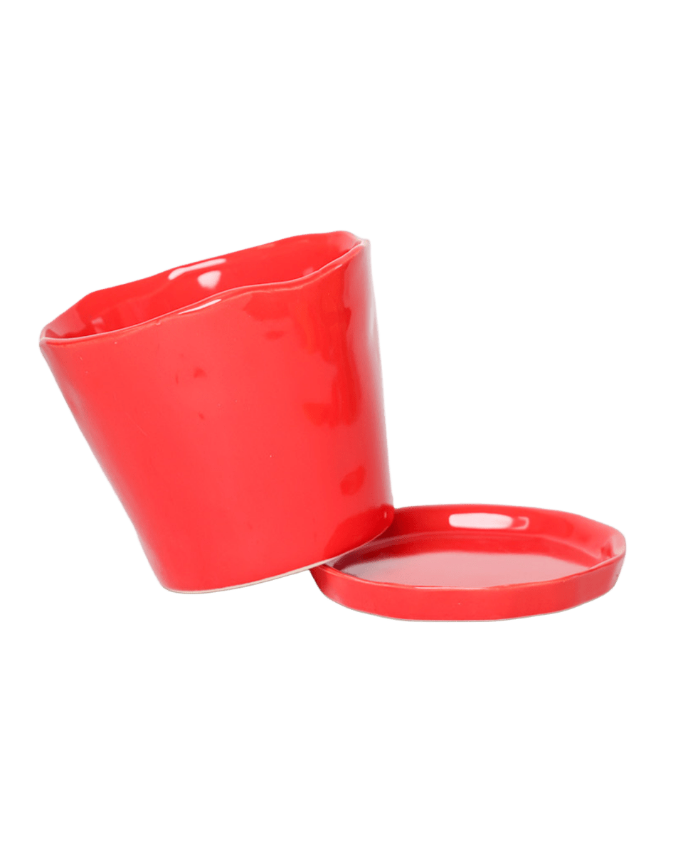 Tika Ceramic Pot & Saucer Set With Drainage - Chive US Wholesale