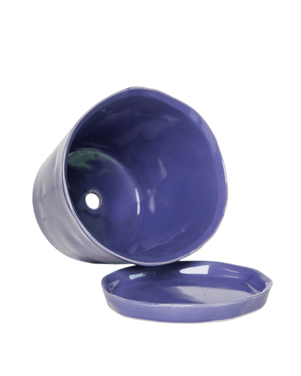 Tika Ceramic Pot & Saucer Set With Drainage - Chive US Wholesale