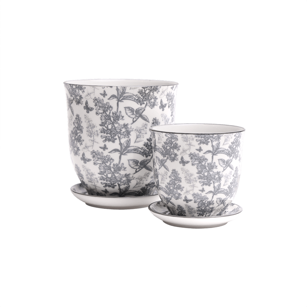 Liberte Porcelain Pot And Saucer Set With Drainage - Chive US Wholesale