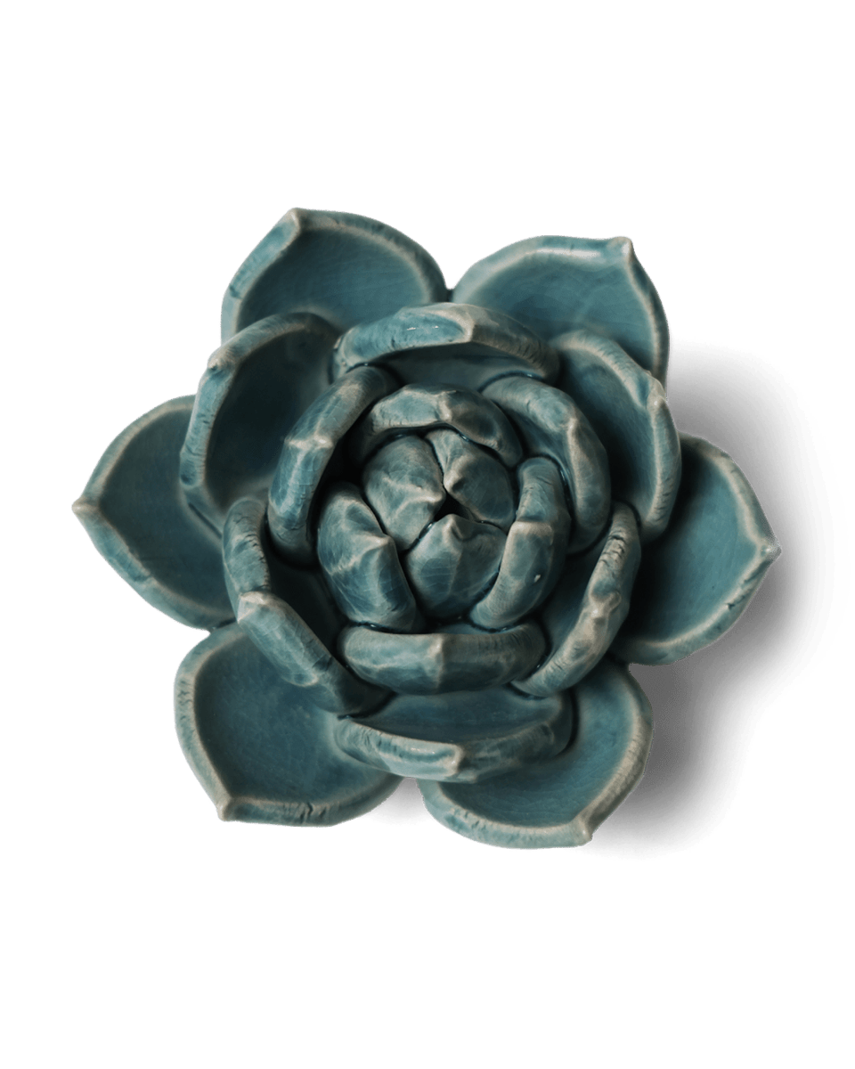 Ceramic Flower Succulent Teal 11 - Chive US Wholesale