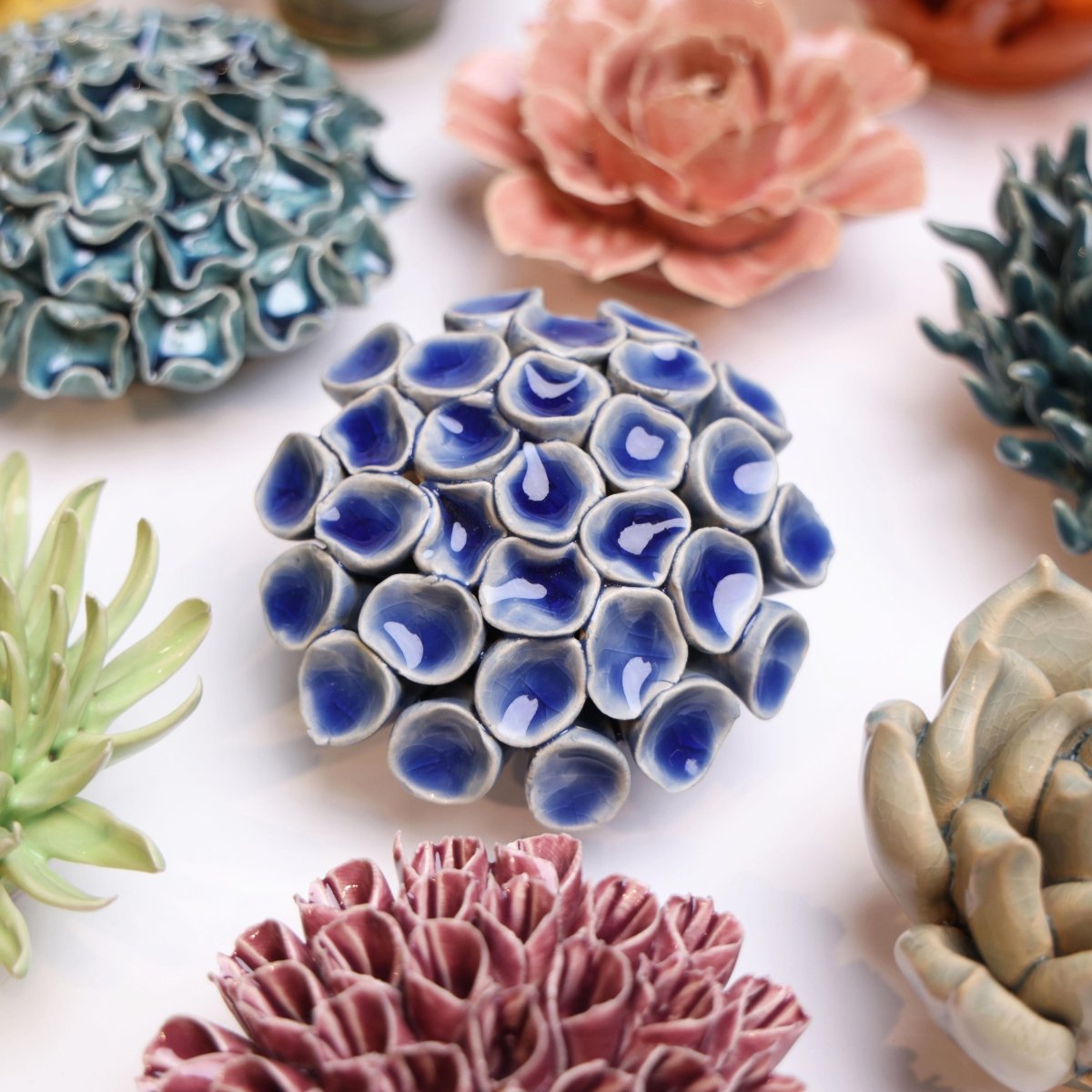 Ceramic Flower Medium Blue 12 - Chive US Wholesale