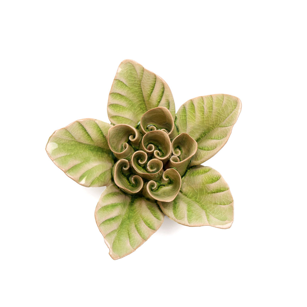 Ceramic Flower Wall Art Green Lotus