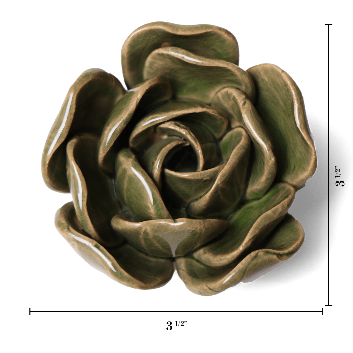 Ceramic Flower Tabletop Art Green Rose 4 - Chive US Wholesale