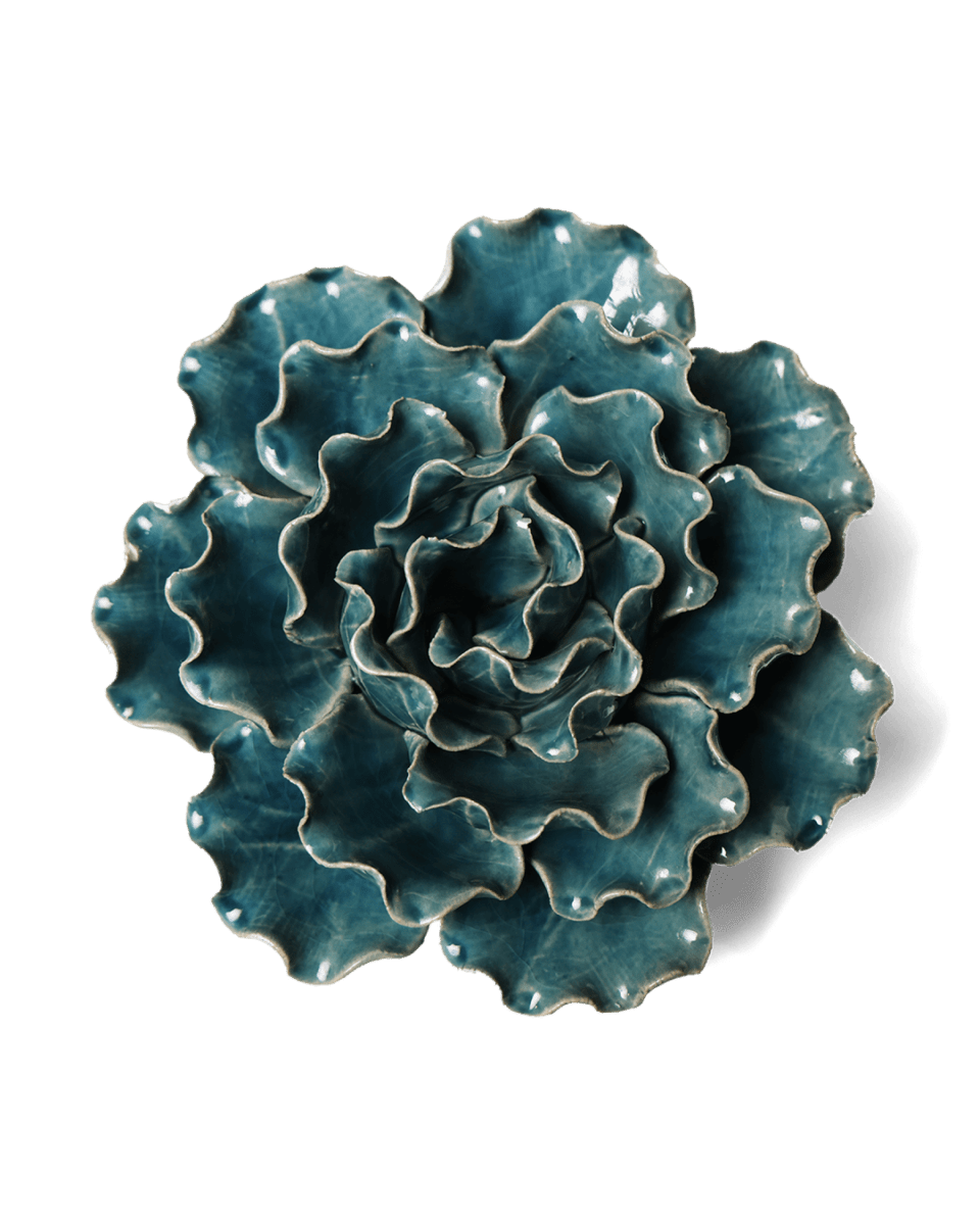 Ceramic Flower Lettuce Teal Large 5 - Chive US Wholesale