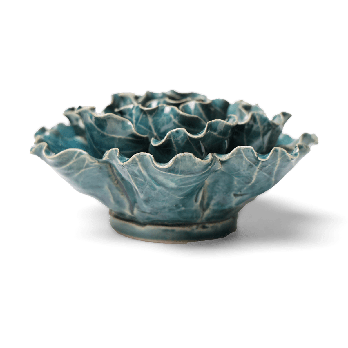 Ceramic Flower Lettuce Teal Large 5 - Chive US Wholesale