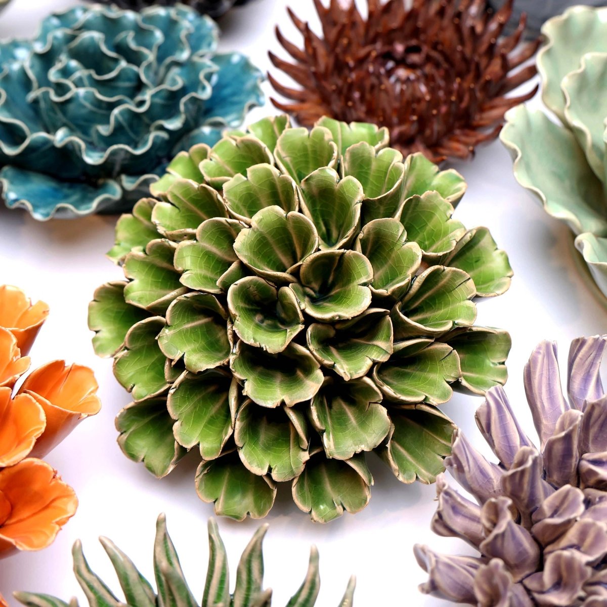 Ceramic Flower Polyp Green Large - Chive US Wholesale