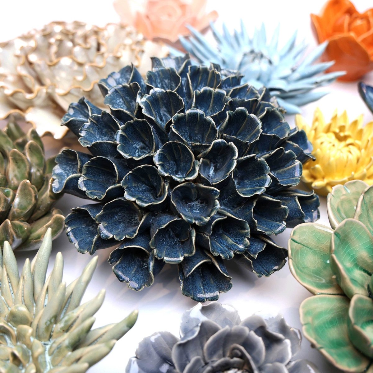 Ceramic Flower Polyp Blue 6 - Chive US Wholesale