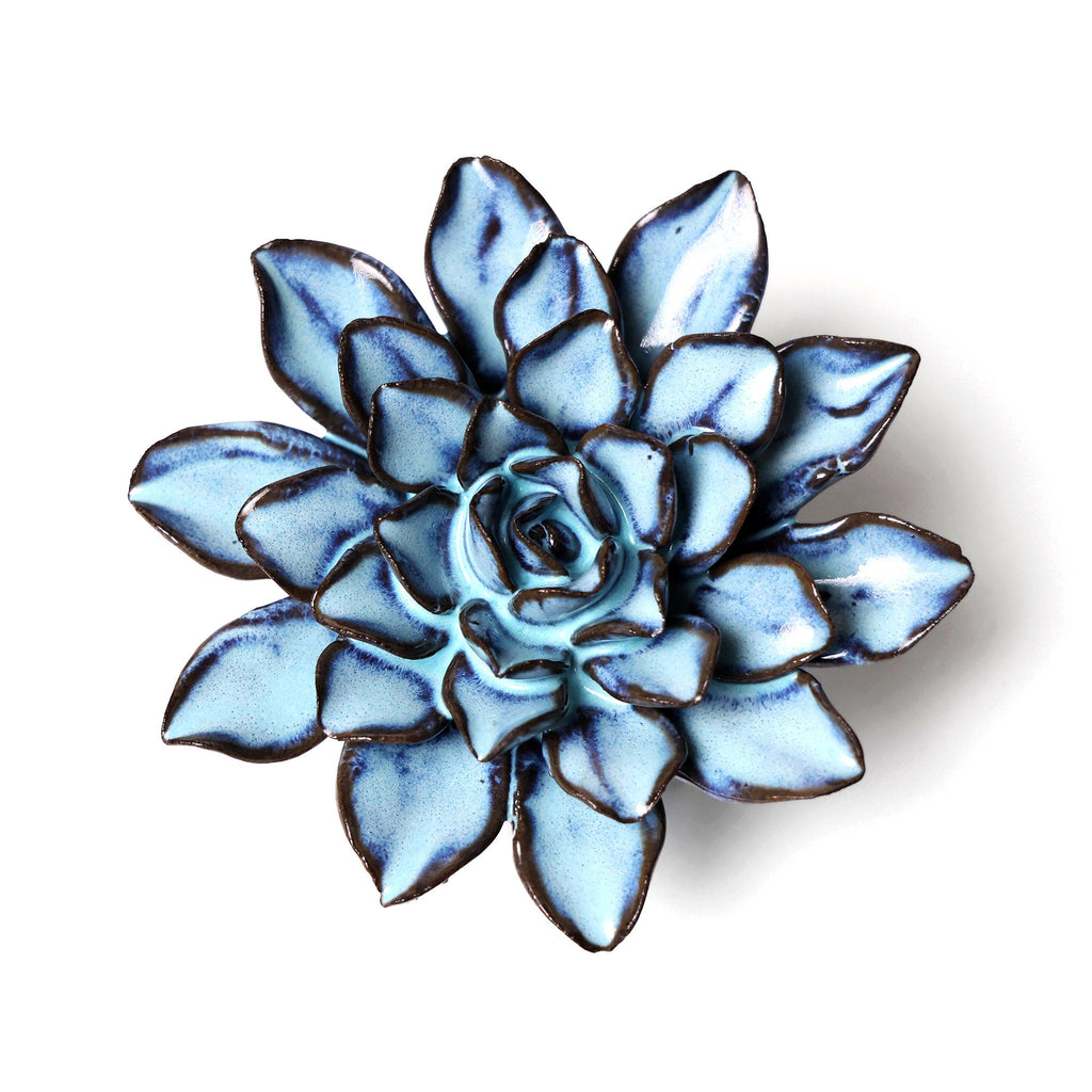 Ceramic Flower Wall Art Flower Blue Brown 8