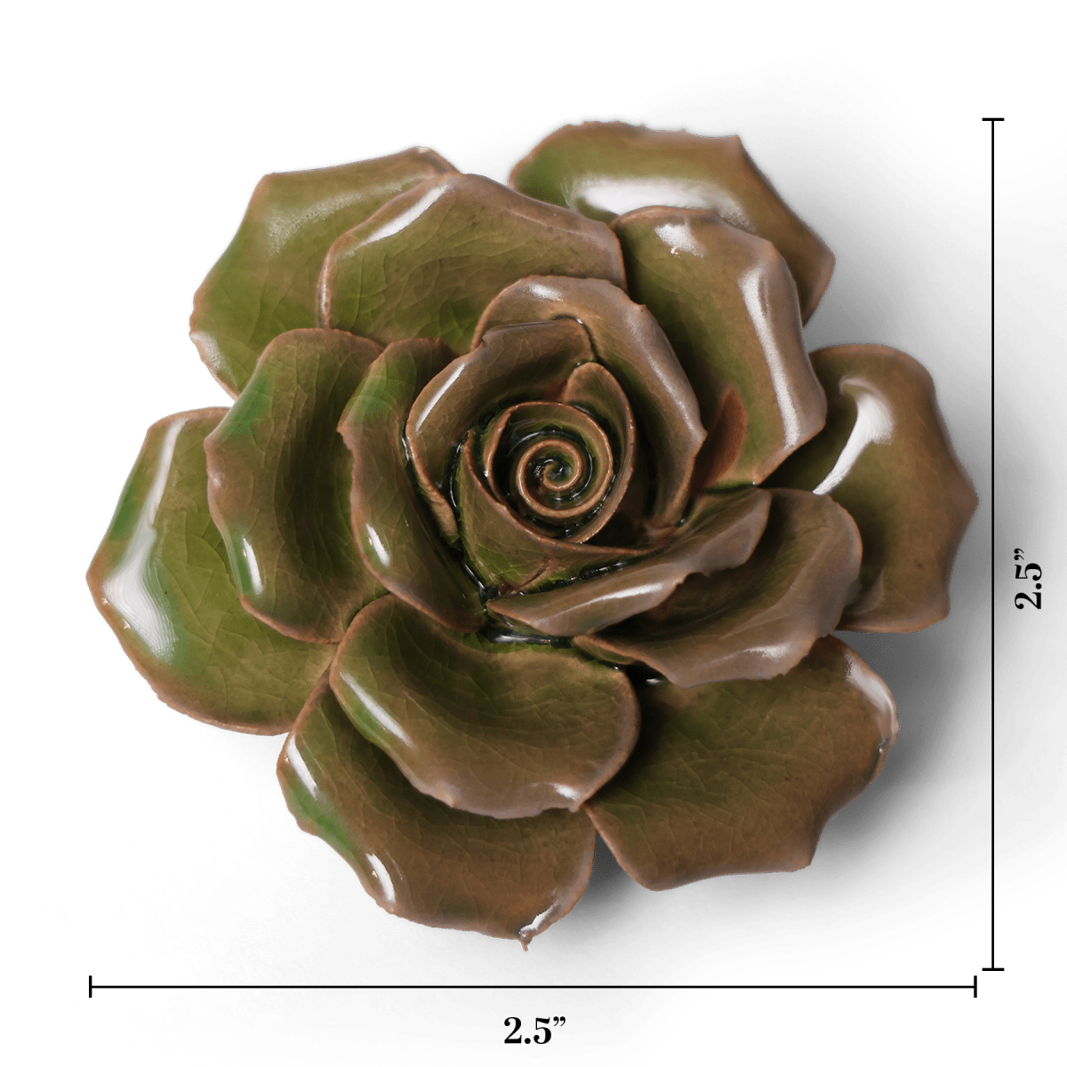 Ceramic Flower Rose Green 9 - Chive US Wholesale