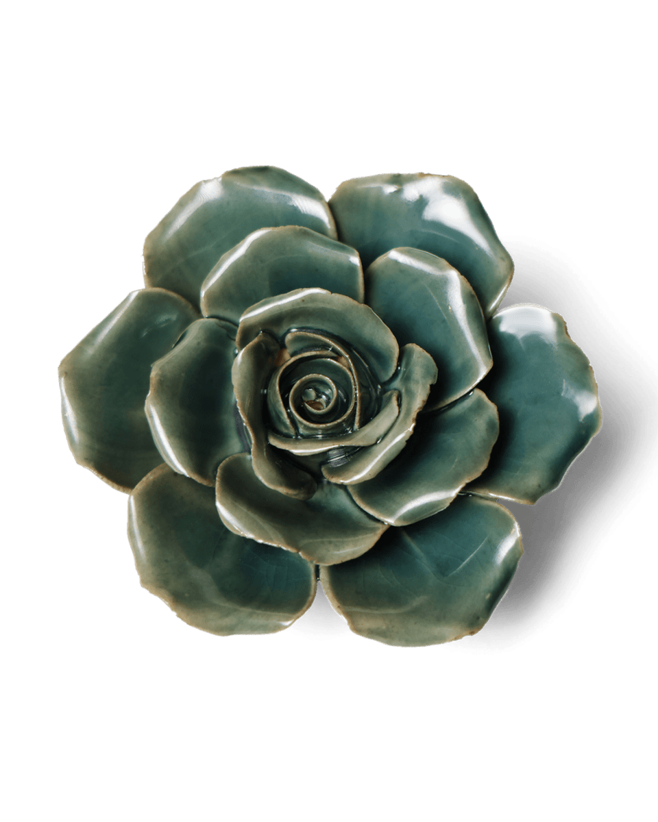 Ceramic Flower Rose Teal 9 - Chive US Wholesale