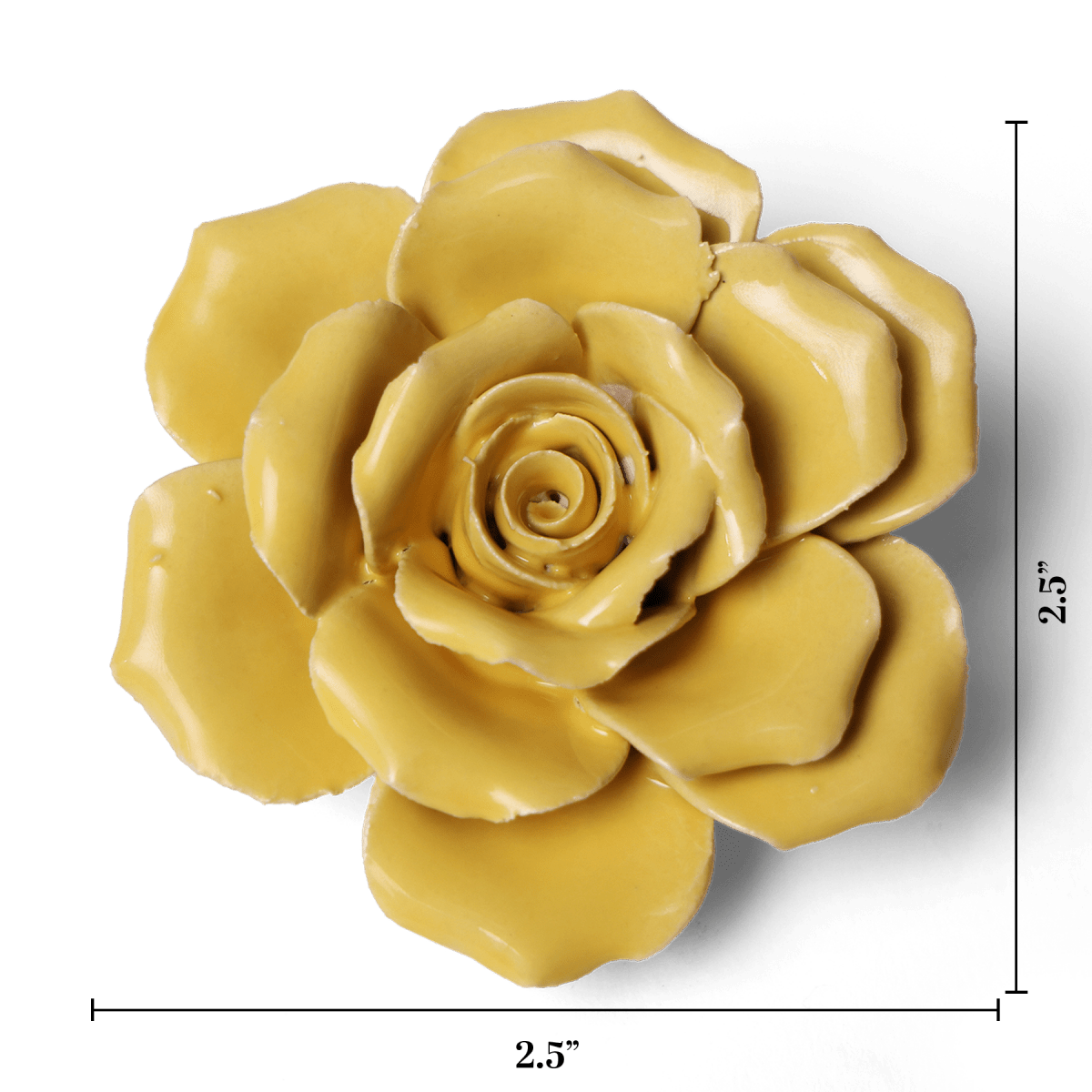 Ceramic Flower Rose Yellow 9 - Chive US Wholesale