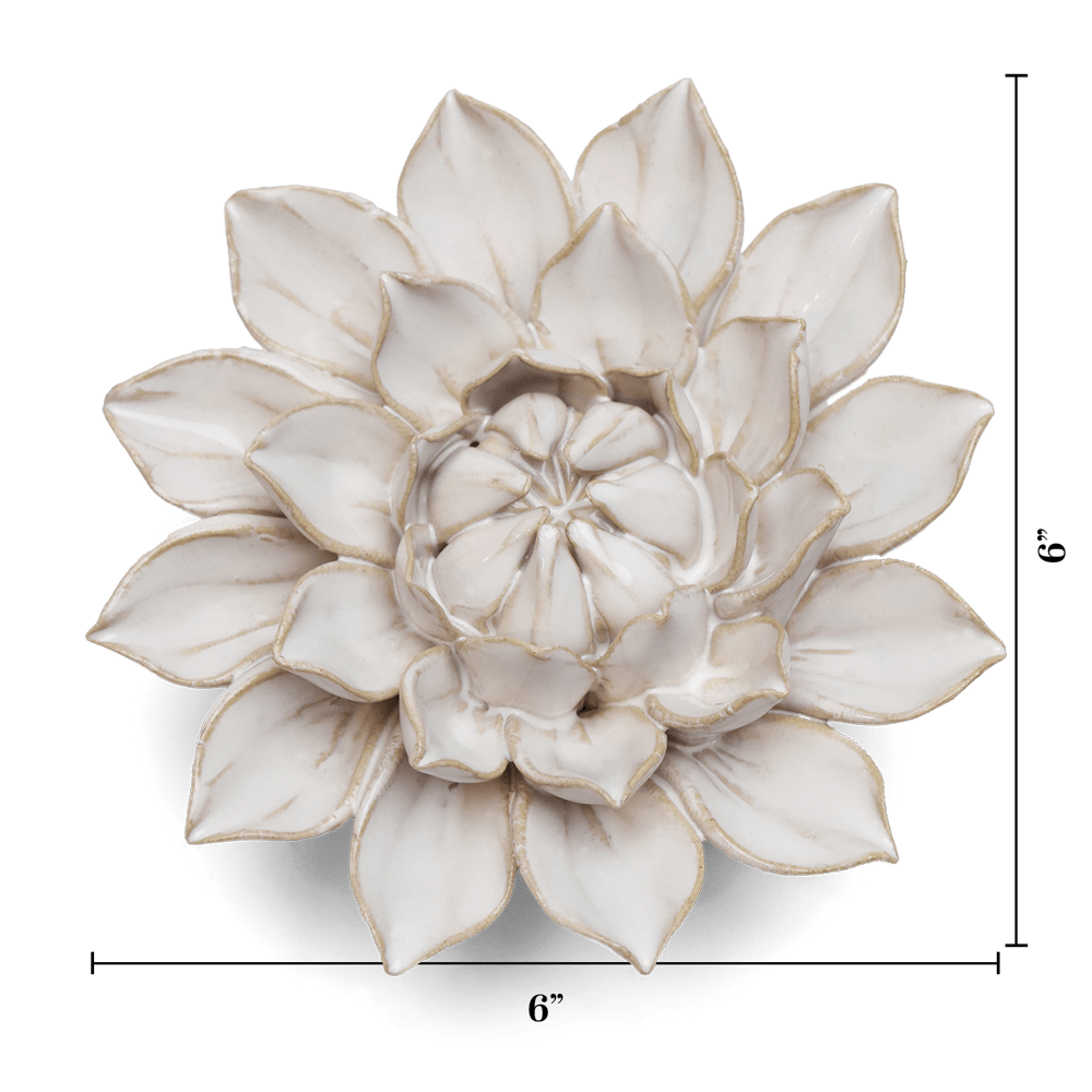 Coastal Ceramic Flower Ivory Dahlia - Chive US Wholesale