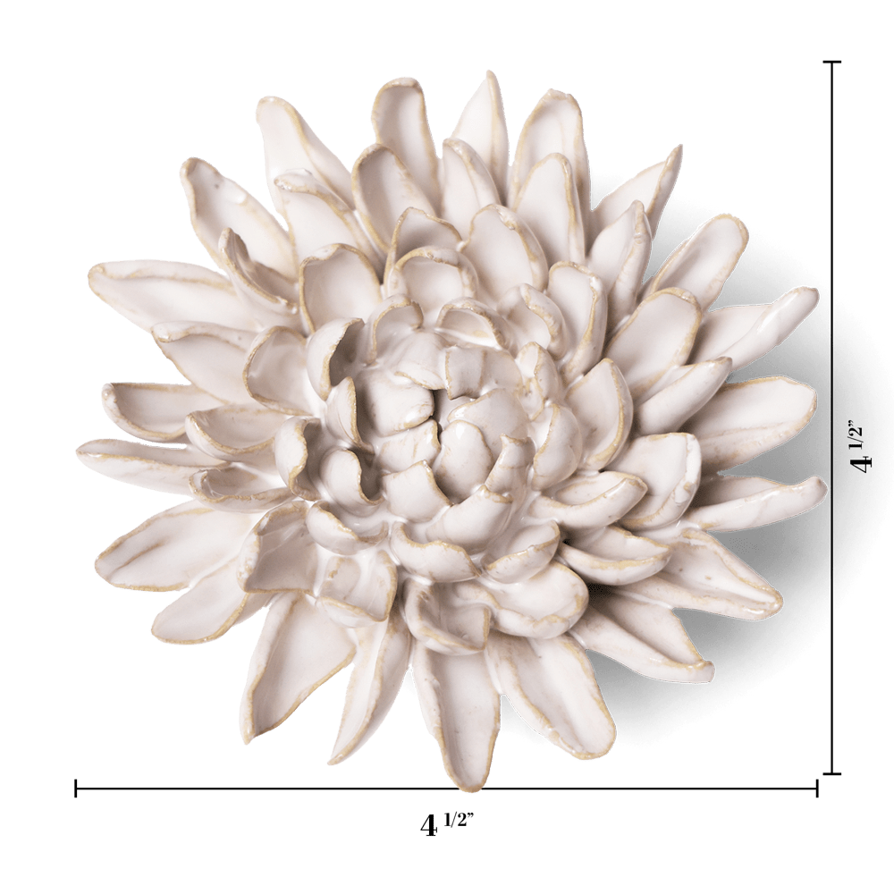 Coastal Ceramic Flower Ivory Chrysanthemum - Chive US Wholesale