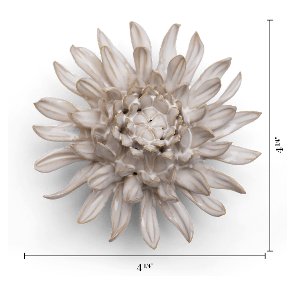 Coastal Ceramic Flower Ivory Spider Mum - Chive US Wholesale