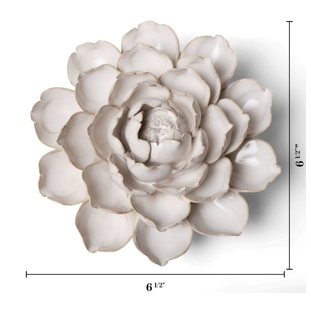 Coastal Ceramic Flower Ivory Cabbage Flower - Chive US Wholesale