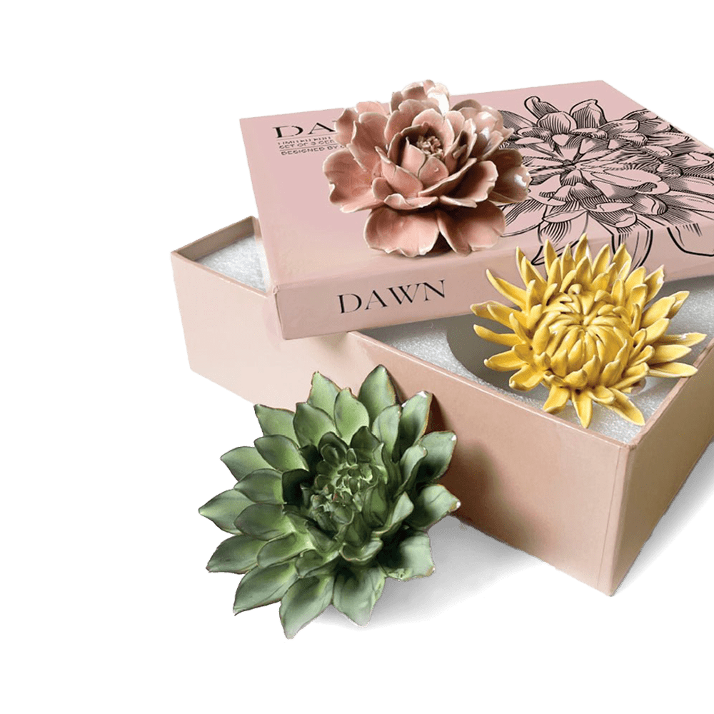 Ceramic Flower Dawn Box Set - Chive US Wholesale