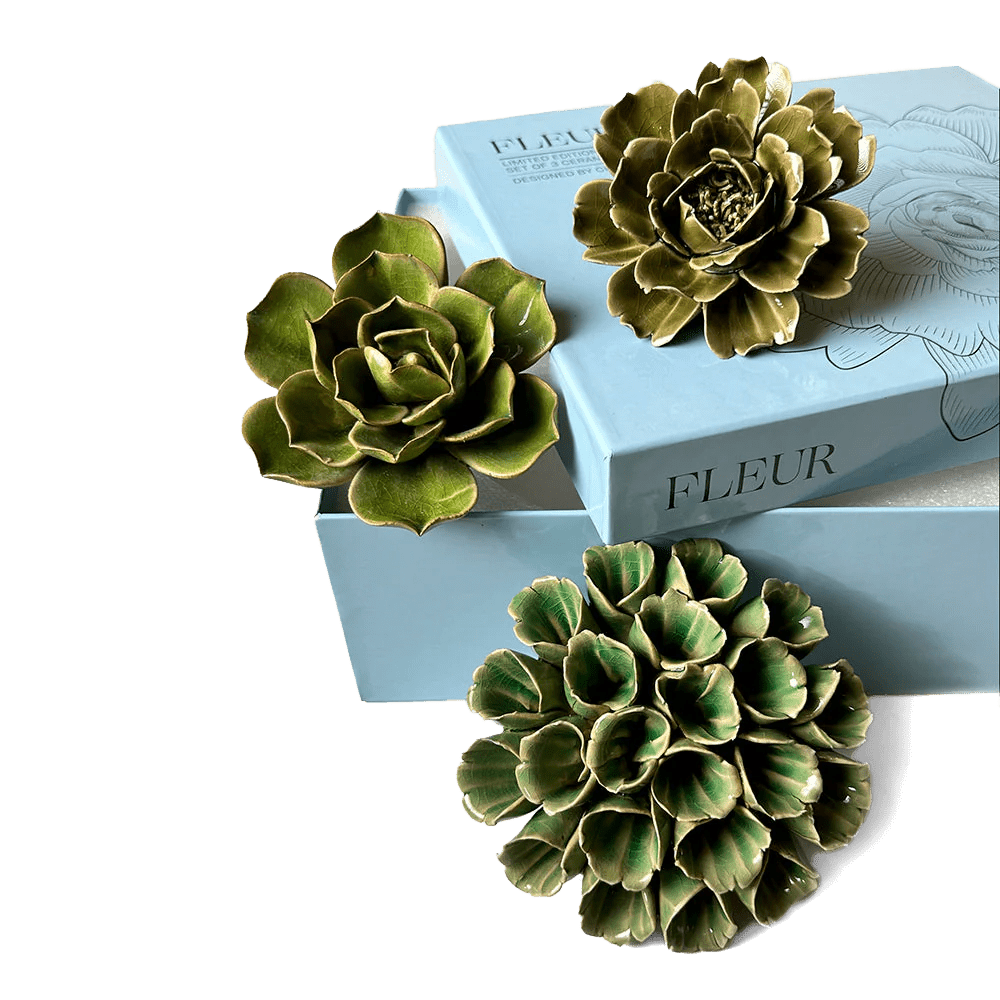 Ceramic Flower Fleur Box Set - Chive US Wholesale