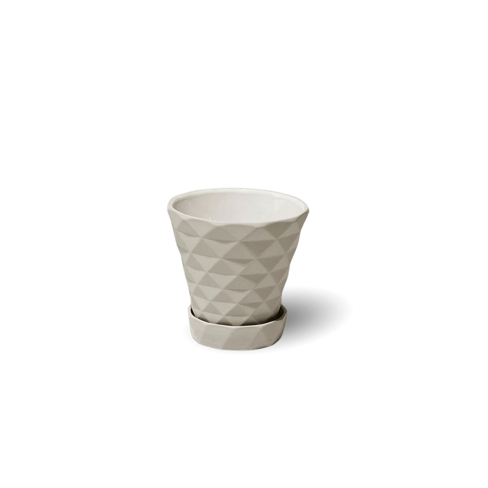 Diamond Porcelain Modern Indoor Plant Pot With Saucer - Chive US Wholesale