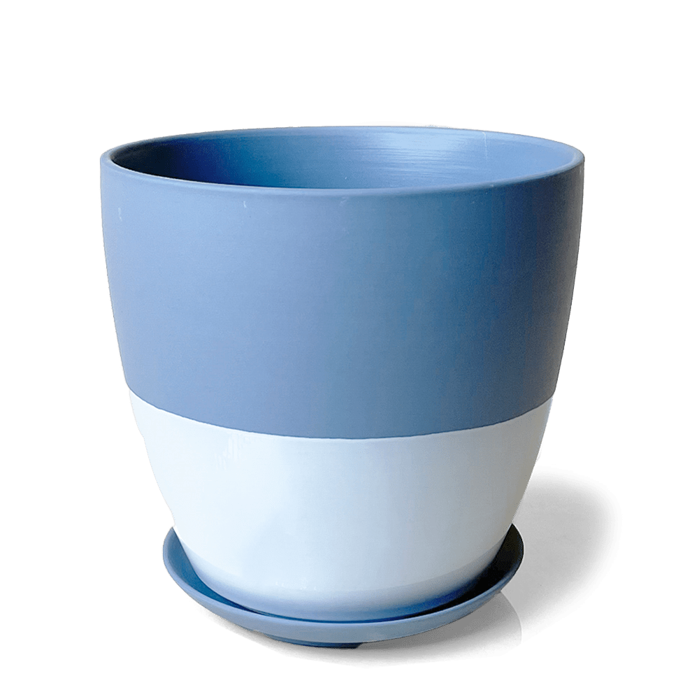 Dyad Porcelain Modern Indoor Plant Pot With Saucer - Chive US Wholesale