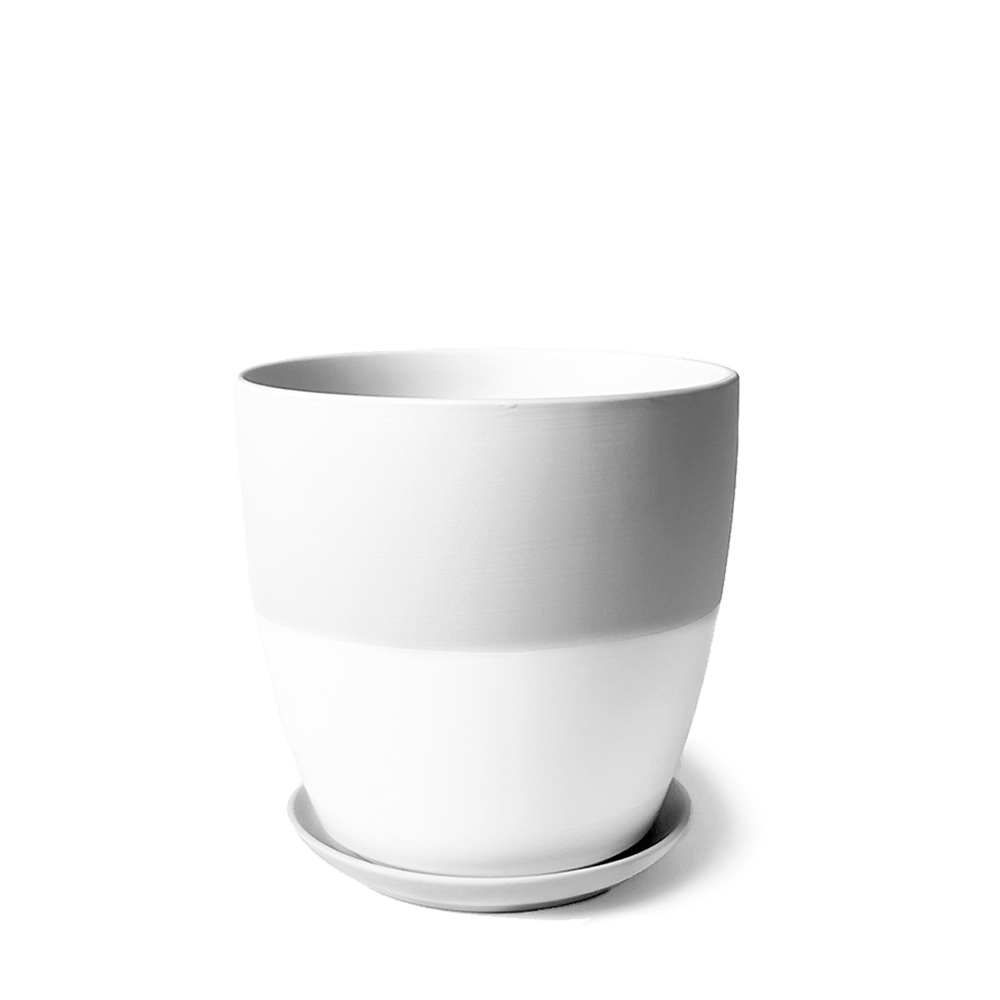 Dyad Porcelain Modern Indoor Plant Pot With Saucer - Chive US Wholesale