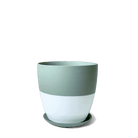 Dyad Porcelain Modern Indoor Plant Pot With Saucer - Chive US Wholesale