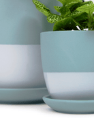 Dyad Porcelain Modern Indoor Plant Pot With Saucer - Chive US Wholesale