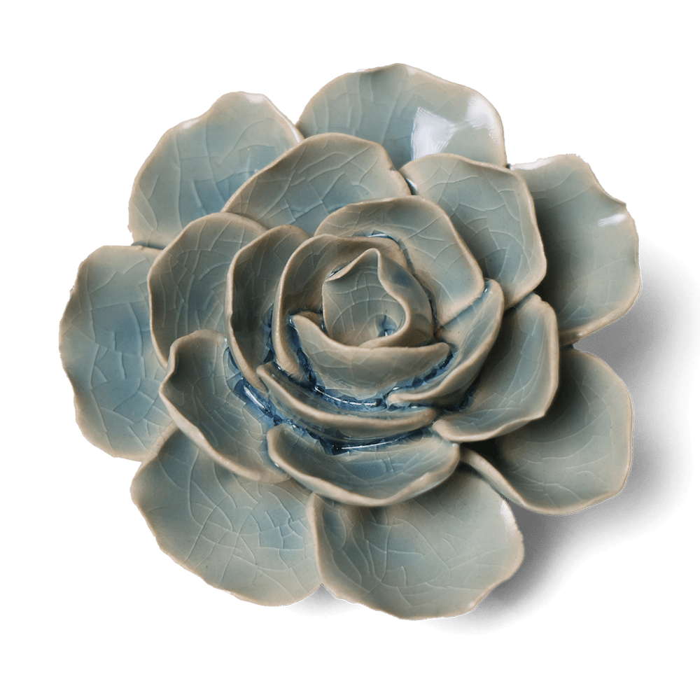 English Garden Ceramic Flower Teal Ranunculus - Chive US Wholesale