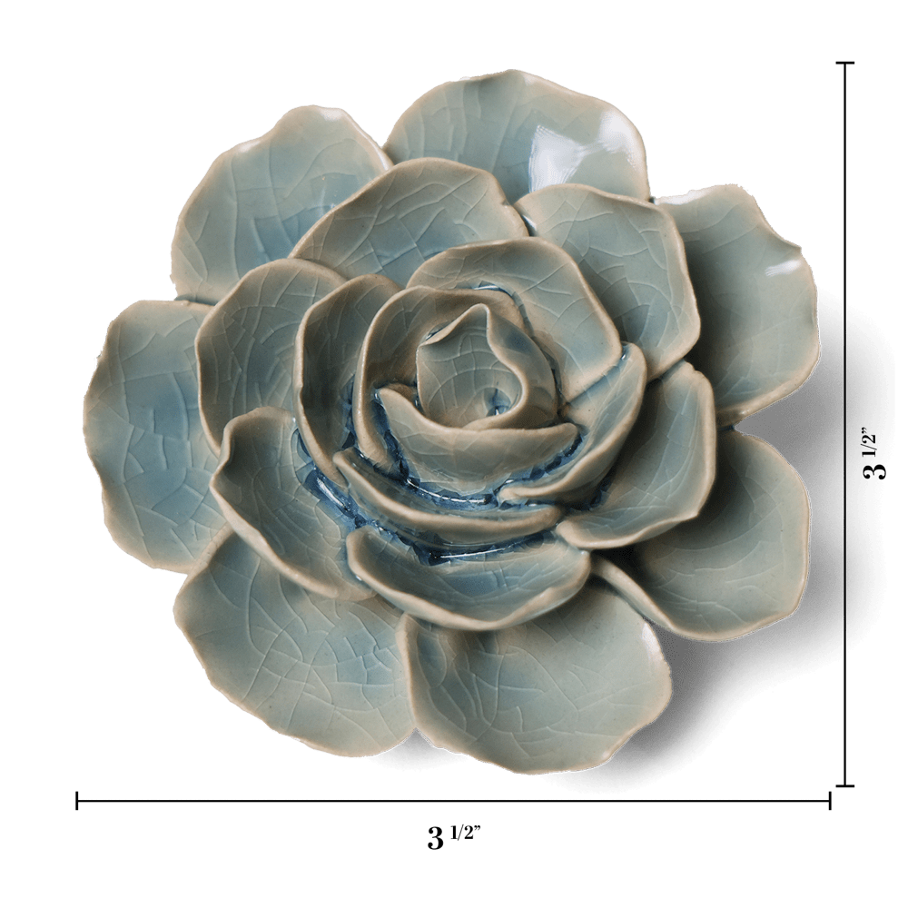 English Garden Ceramic Flower Teal Ranunculus - Chive US Wholesale