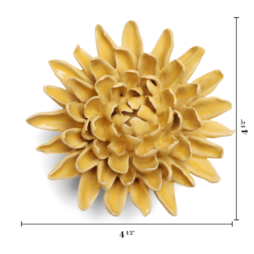 English Garden Ceramic Flower Yellow Chrysanthemum - Chive US Wholesale