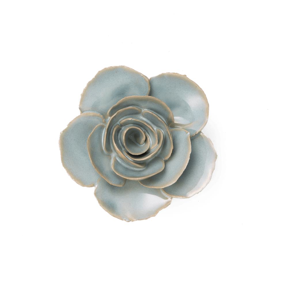 France Ceramic Flower Teal Ranunculus - Chive US Wholesale