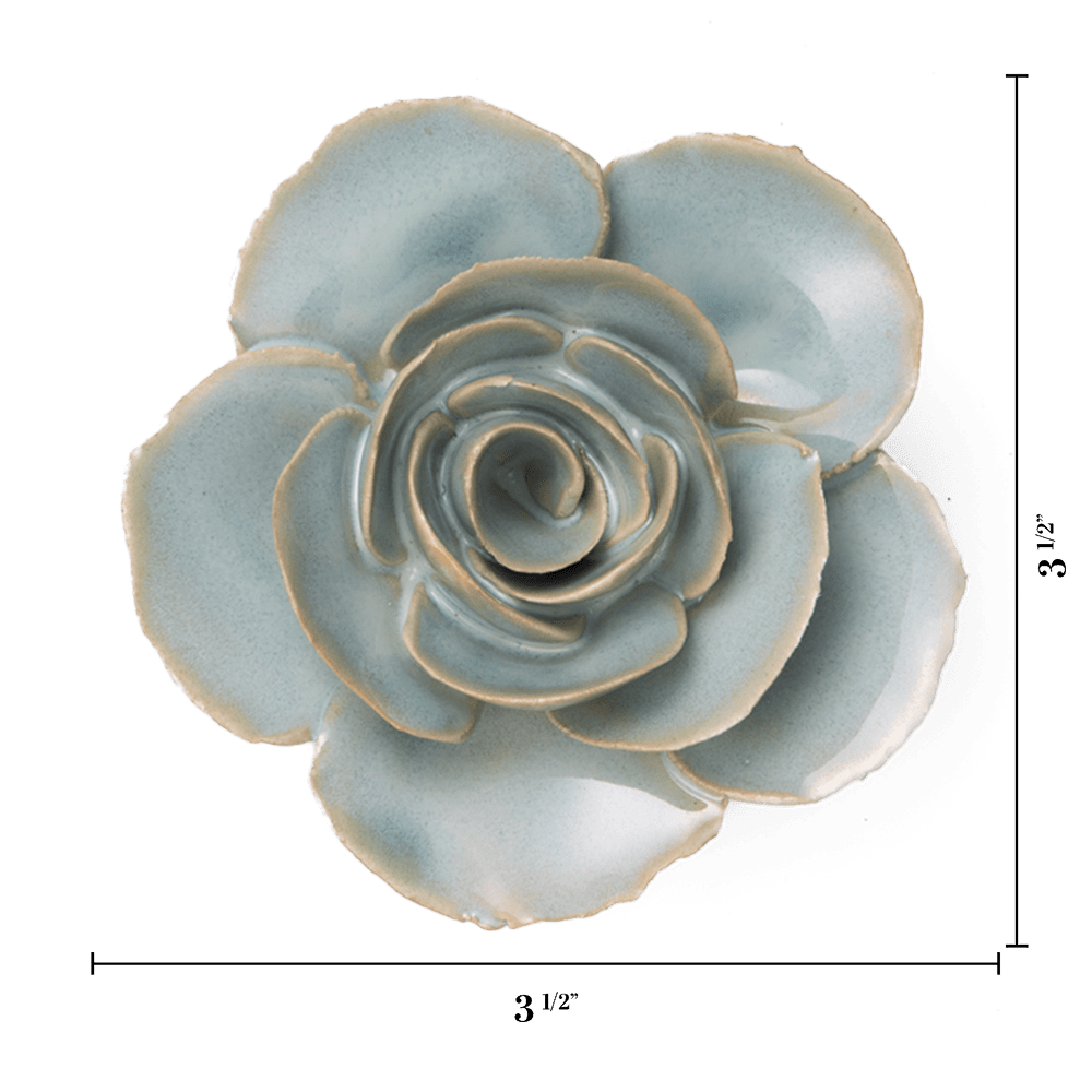 France Ceramic Flower Teal Ranunculus - Chive US Wholesale