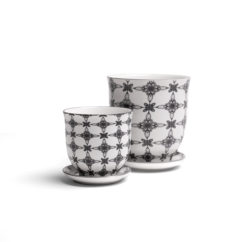 Liberte Porcelain Pot And Saucer Set With Drainage - Chive US Wholesale