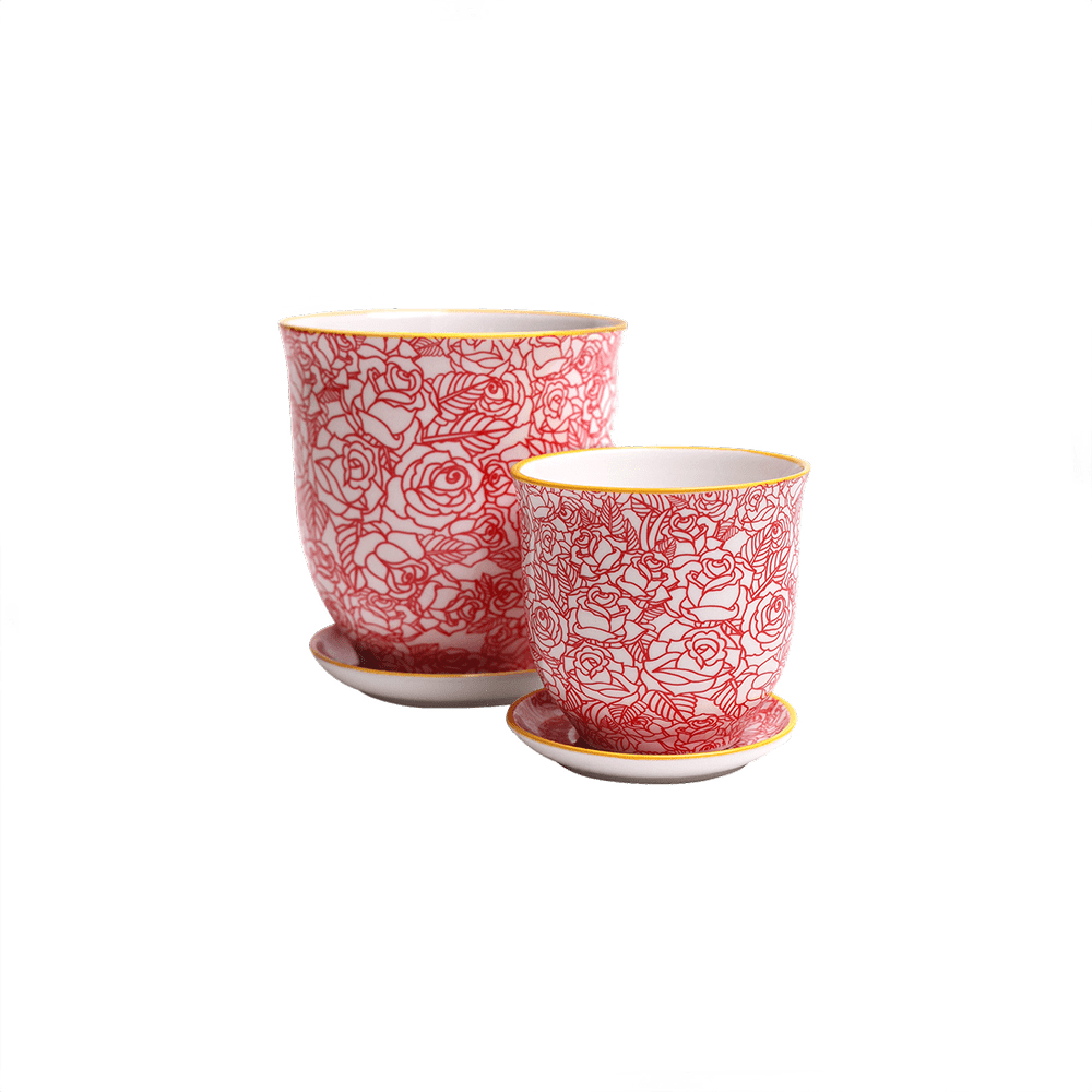 Liberte Porcelain Pot And Saucer Set With Drainage - Chive US Wholesale