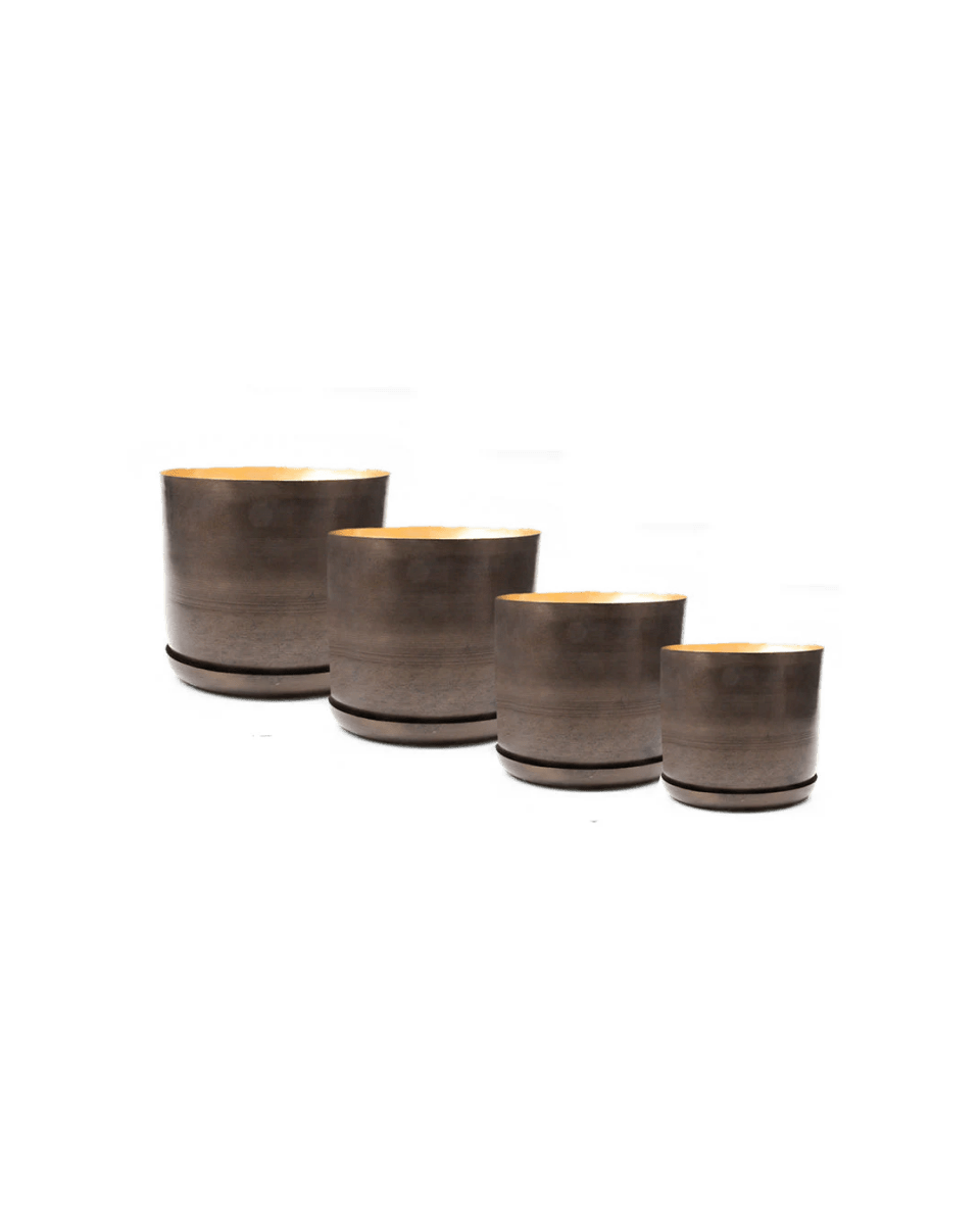 Joe Metal Pot And Saucer 8pc Kit - Bronze Brown - Chive US Wholesale