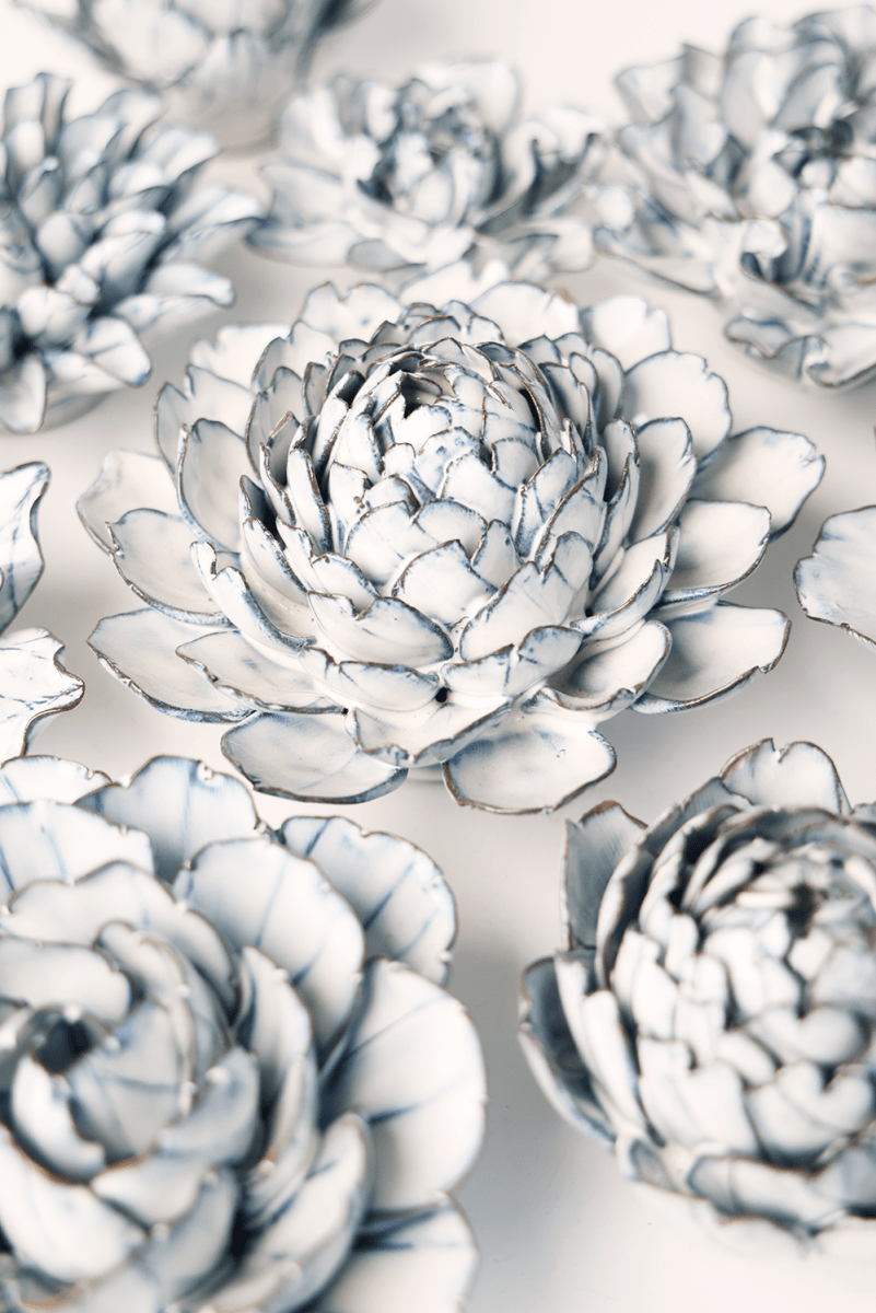Nantucket Ceramic Flower Blue White Tree Peony - Chive US Wholesale