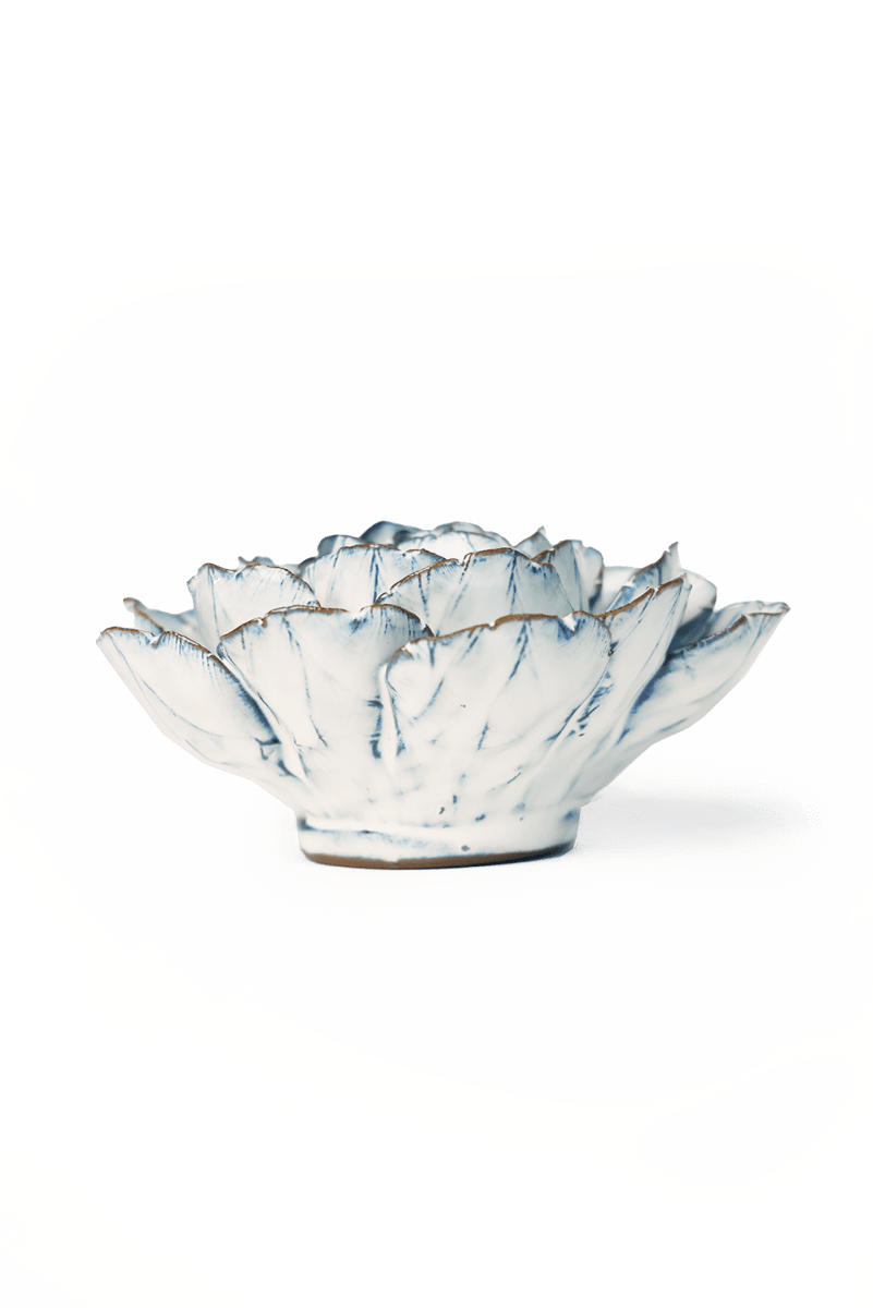 Nantucket Ceramic Flower Blue White Zinnia - Chive US Wholesale