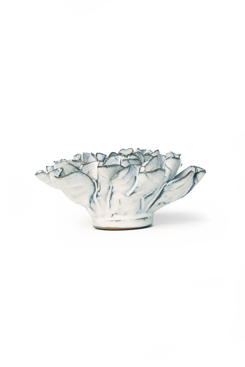 Nantucket Ceramic Flower Blue White Poppy - Chive US Wholesale