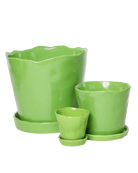 Tika Ceramic Pot & Saucer Set With Drainage - Chive US Wholesale