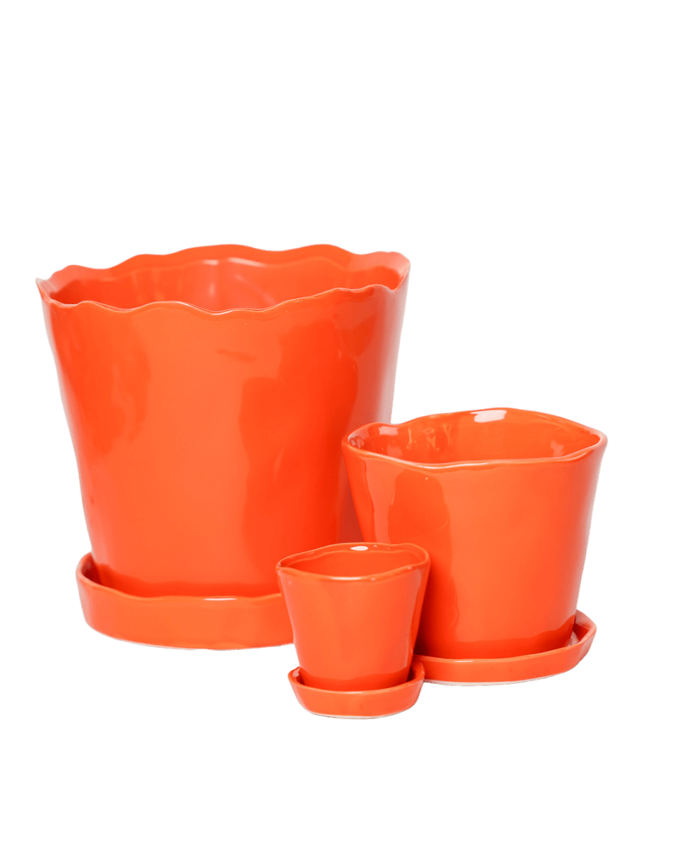 Tika Ceramic Pot & Saucer Set With Drainage - Chive US Wholesale